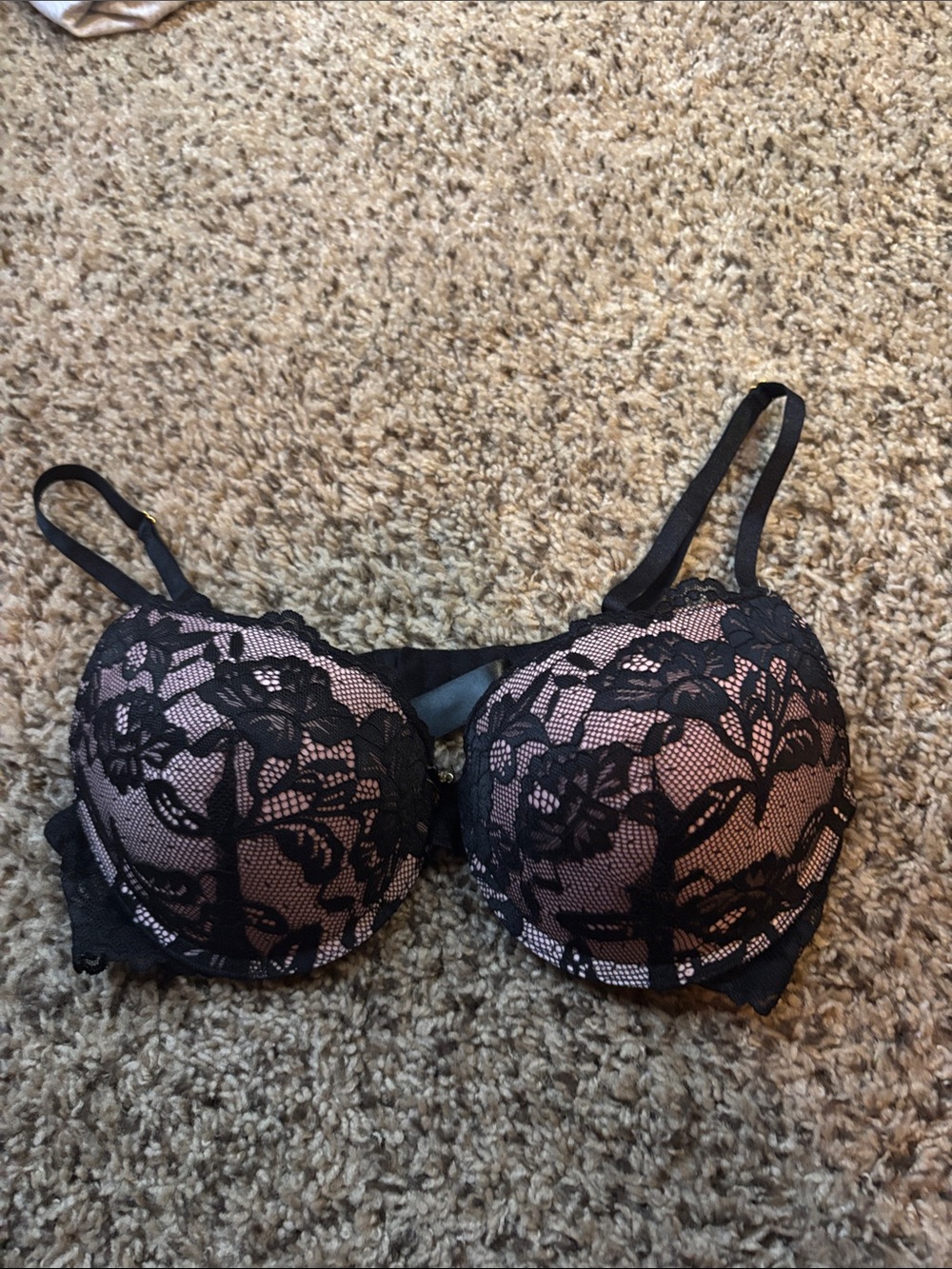 Spencer's Black Lace Overlay on Nude Push-Up Bra